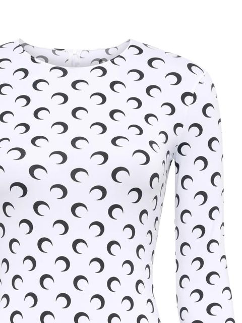 Marine Serre moon-print long-sleeve playsuit - White - zdjęcie produktu nr 2