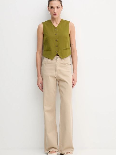 United Colors of Benetton kamizelka kolor zielony jednorzędowa 2YVXDJ011