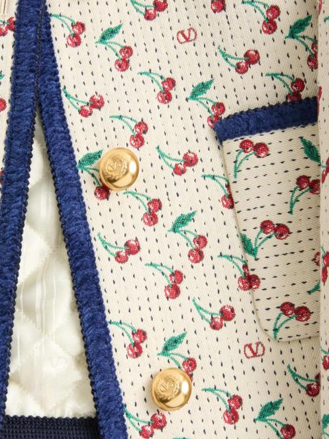 Valentino Garavani padded Caban with Cherryfic-print jacquard - Neutrals