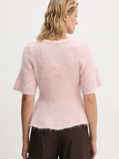 MUNTHE sweter wełniany TAISA damski kolor różowy lekki 243160624373