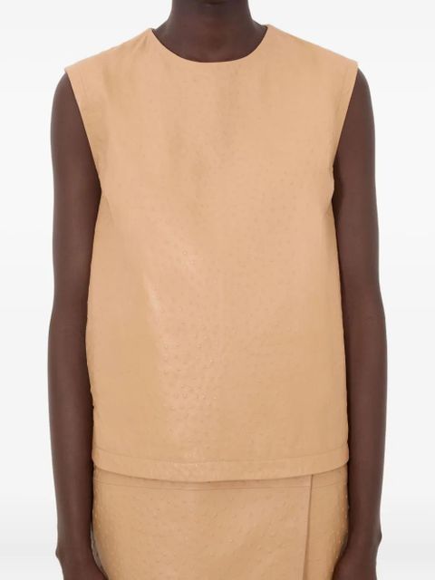 LouLou de Saison Fiza ostrich-effect zip top - Neutrals