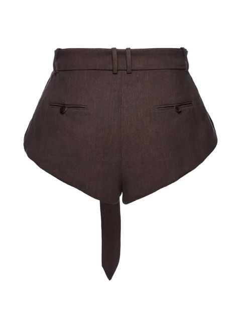 Magda Butrym belted pleated mini shorts - Brown