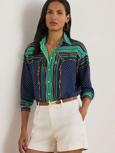 Lauren Ralph Lauren koszula damska kolor granatowy relaxed z kołnierzykiem klasycznym 200P03687 - zdjęcie produktu nr 1