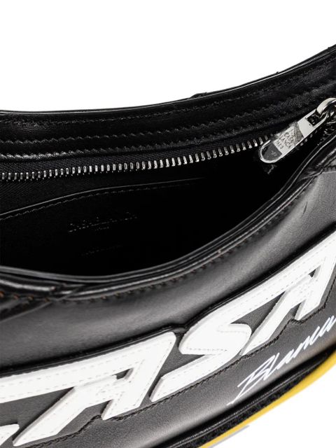 Casablanca logo-lettering leather shoulder bag - Black