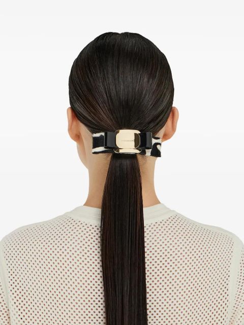 Ferragamo Vara Bow zebra-print hairclip - Black