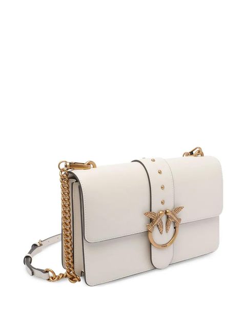 PINKO Classic Love One Simply bird-embellished studded shoulder bag - White