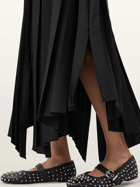 AllSaints baleriny skórzane Holly Stud Shoe kolor czarny W040FD