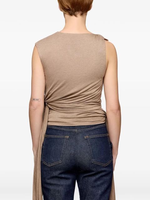 GANNI knot detail sleeveless top - Neutrals