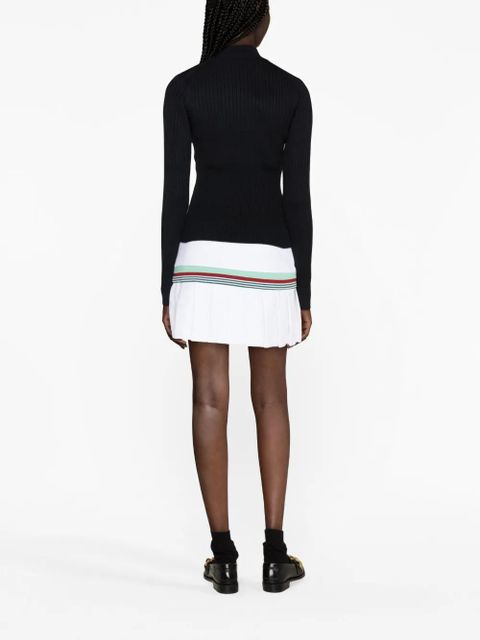 Casablanca logo-plaque ribbed jumper - Black