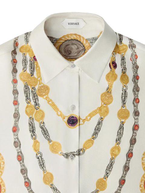 Versace printed silk twill shirt - Neutrals