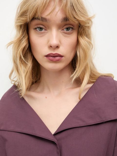 Answear.LAB koszula bawełniana damska kolor bordowy regular z kołnierzykiem klasycznym