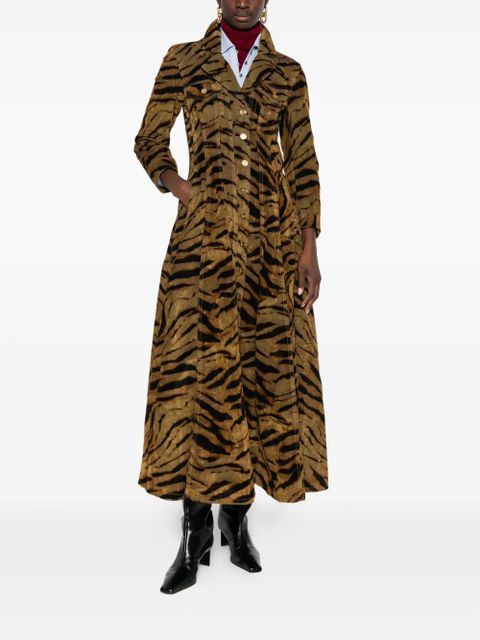 GANNI tiger-pattern button-up maxi dress - Brown - zdjęcie produktu nr 2