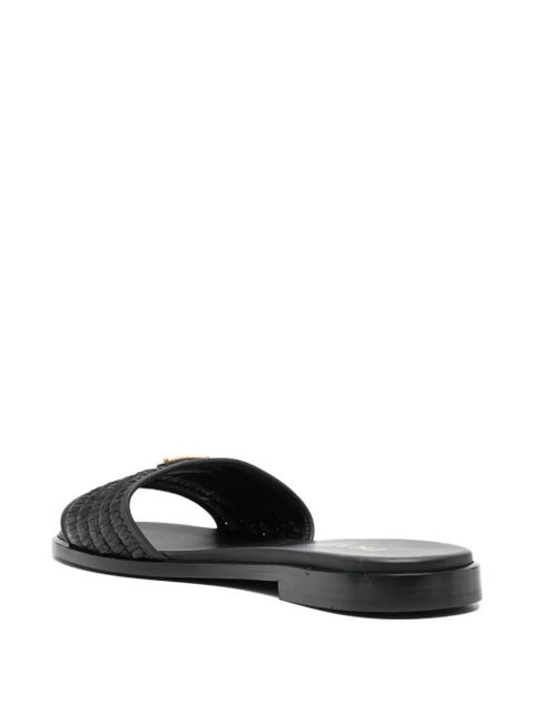 Prada textured logo-plaque sandals - Black