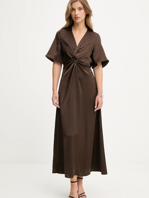 Answear.LAB sukienka kolor brązowy maxi rozkloszowana - zdjęcie produktu nr 1