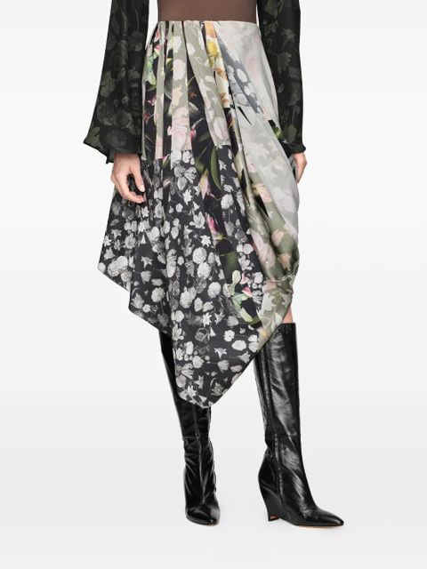 Maison Margiela floral draped skirt - Black