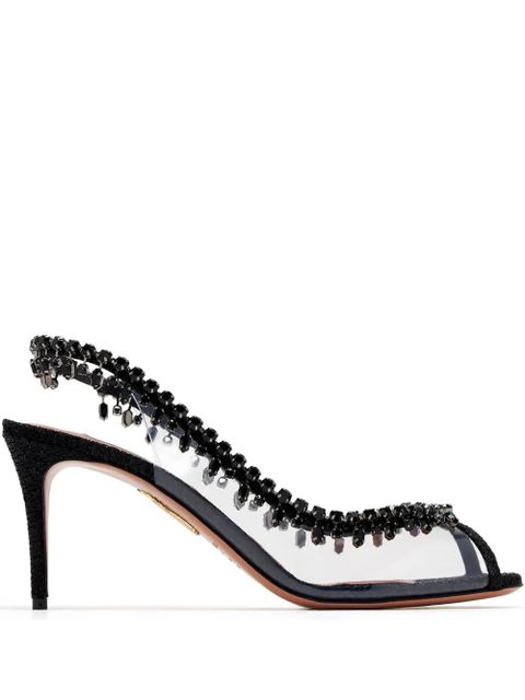 Aquazzura 75mm Temptation Crystal pumps - Black - zdjęcie produktu nr 1