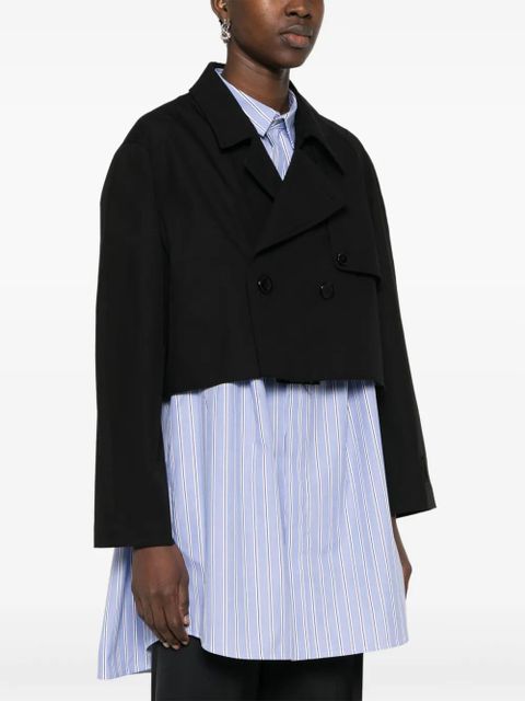 MM6 Maison Margiela double-breasted cotton cropped jacket - Black