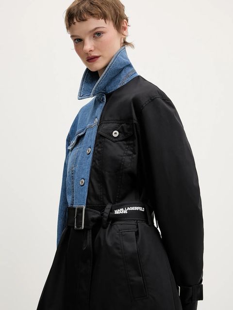 Karl Lagerfeld Jeans płaszcz kolor czarny B1W15028