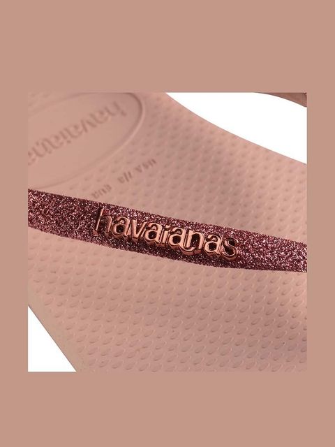 Havaianas japonki SLIM GLITTER II damskie kolor różowy na płaskim obcasie 4146975.9898