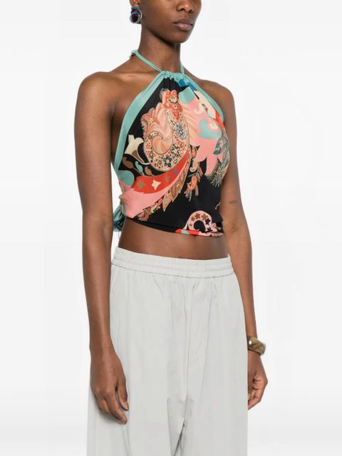 ETRO halterneck printed top - Black