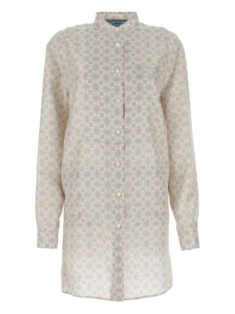 Prada printed silk shirt dress - Neutrals - zdjęcie produktu nr 2