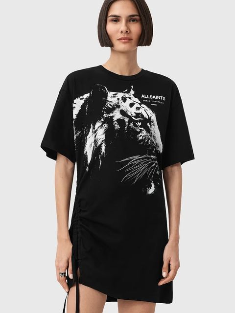 AllSaints sukienka bawełniana IVANA kolor czarny mini oversize W077DD