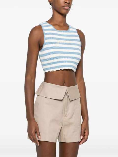 GANNI striped organic cotton tank top - Blue