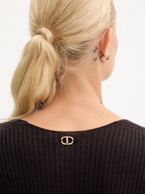 Twinset sweter wełniany damski kolor brązowy lekki 252TT3110