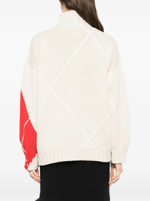 JW Anderson turtle-neck argyle sweater - White