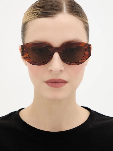 Gucci okulary przeciwsłoneczne damskie kolor brązowy GG2007S