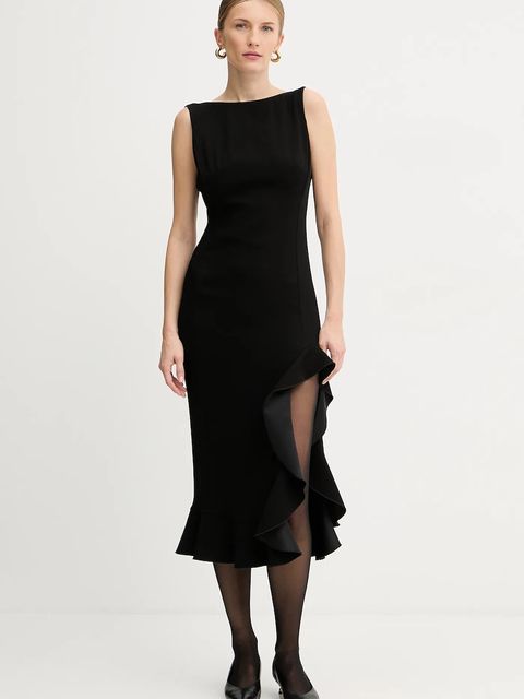 Pinko sukienka kolor czarny midi rozkloszowana 105781 A2Q2