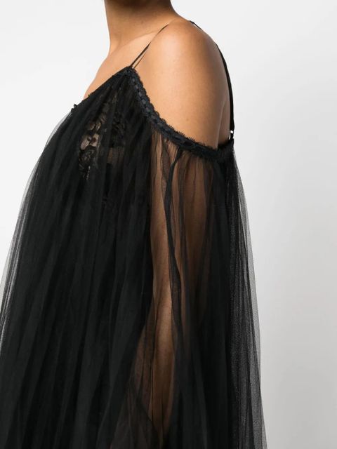 Alexander Wang lace-embroidered charmeuse tunic top - Black