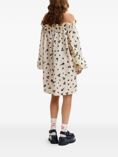 Essentiel Antwerp floral-print ruffled mini dress - White