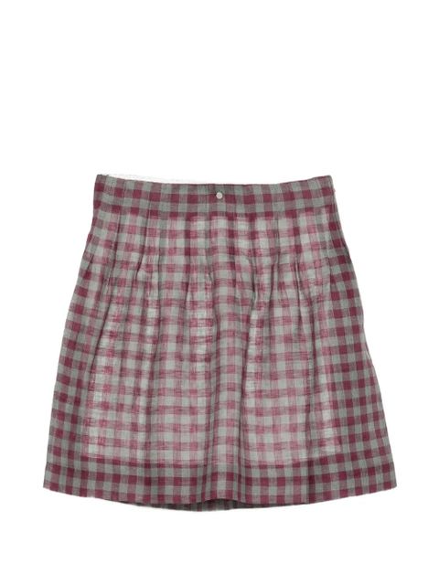 SHUSHU/TONG pleated check mini skirt - Purple - zdjęcie produktu nr 1
