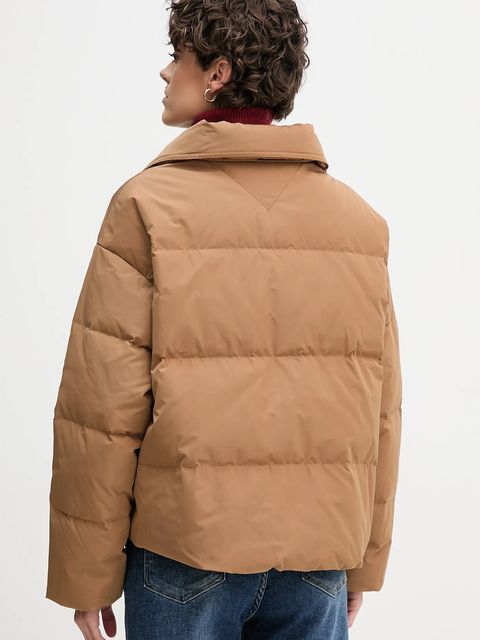 Tommy Hilfiger kurtka puchowa kolor brązowy zimowa oversize WW0WW47294