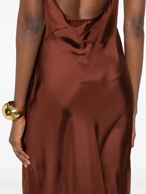 St. Agni halterneck twill maxi dress - Brown