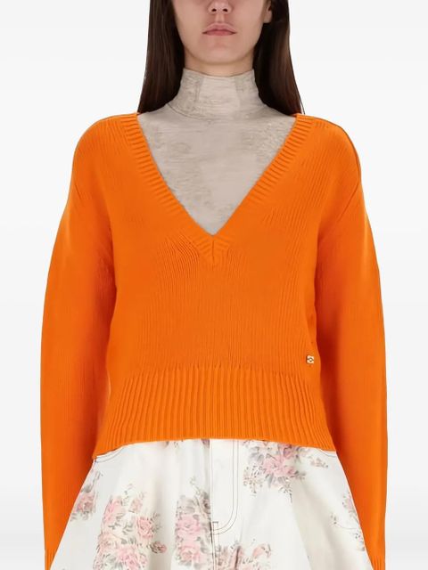 GANNI V-neck cashmere pullover - Orange - zdjęcie produktu nr 1
