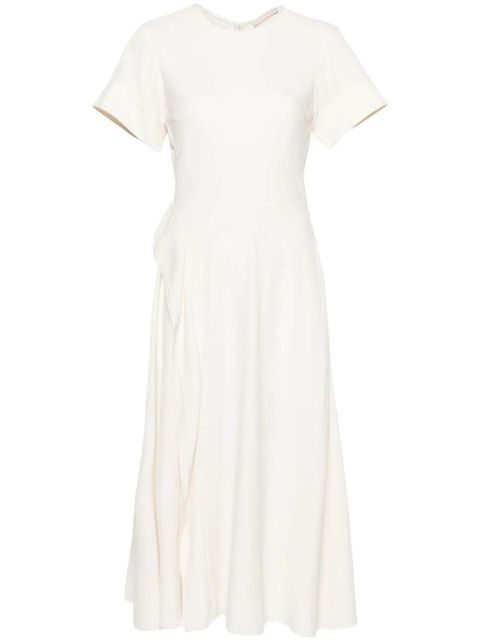 Ulla Johnson ruffle-detail round-neck midi dress - Neutrals - zdjęcie produktu nr 1