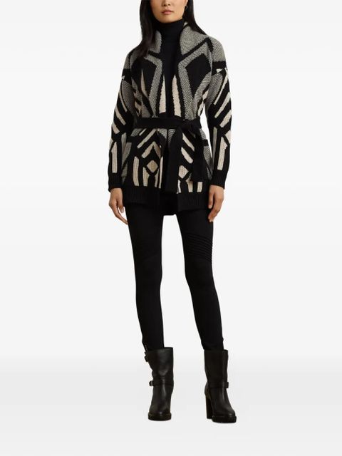 Lauren Ralph Lauren geometric-pattern belted cardigan - Black - zdjęcie produktu nr 2
