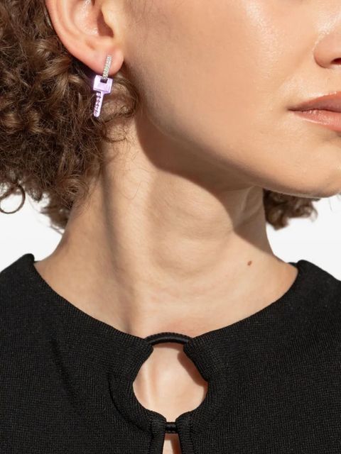 EÉRA 18K white gold small Key diamond earring - Purple - zdjęcie produktu nr 2