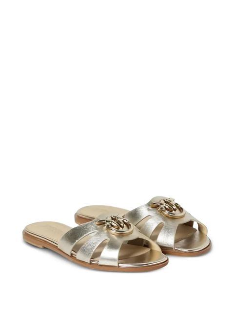PINKO Milly leather flat sandals - Gold - zdjęcie produktu nr 2