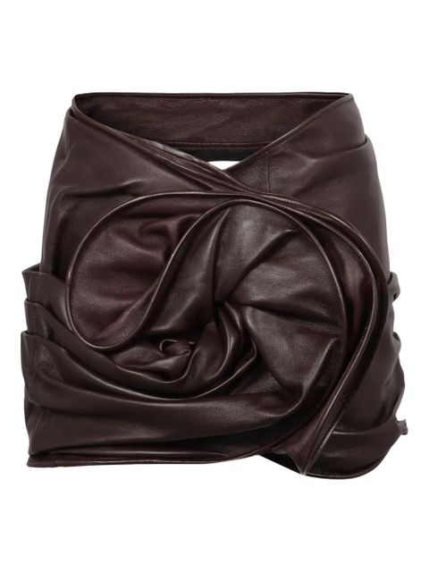 Magda Butrym rose-draped leather mini skirt - Brown - zdjęcie produktu nr 1
