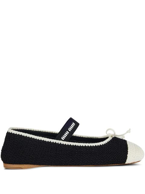 Miu Miu crochet bow ballet flats - Black - zdjęcie produktu nr 1