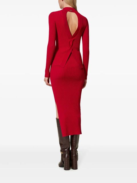 TWINSET ribbed-knit midi skirt - Red