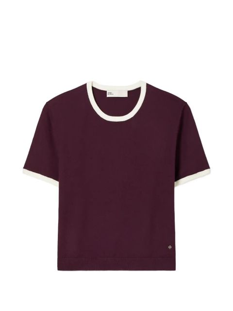 Tory Burch contrast-trim T-shirt - Brown - zdjęcie produktu nr 1