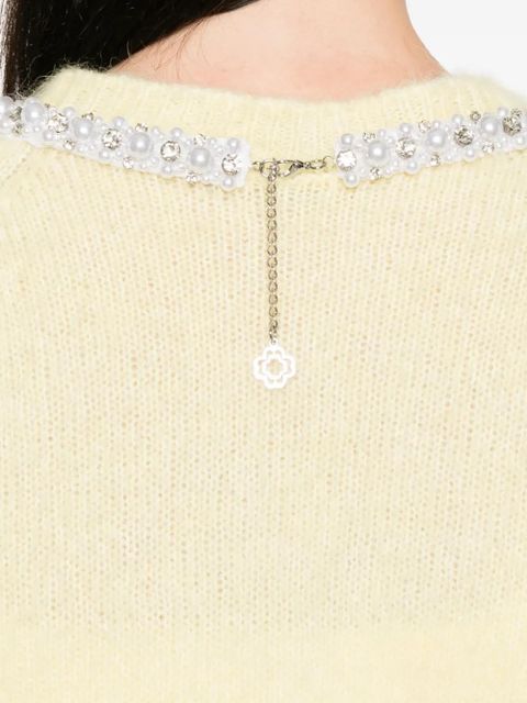 Maje embellished crew-neck sweater - Yellow