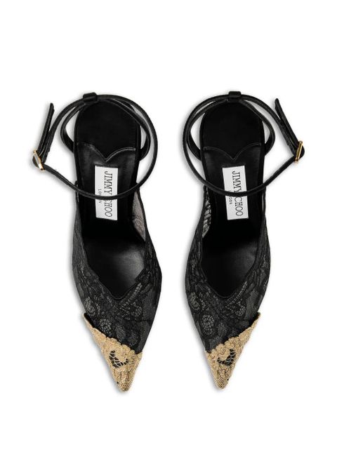 Jimmy Choo Faiz lace metal-toe pumps - Black