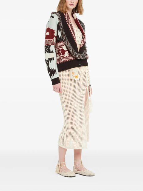 Alanui Icon jacquard fringed cardigan - Neutrals