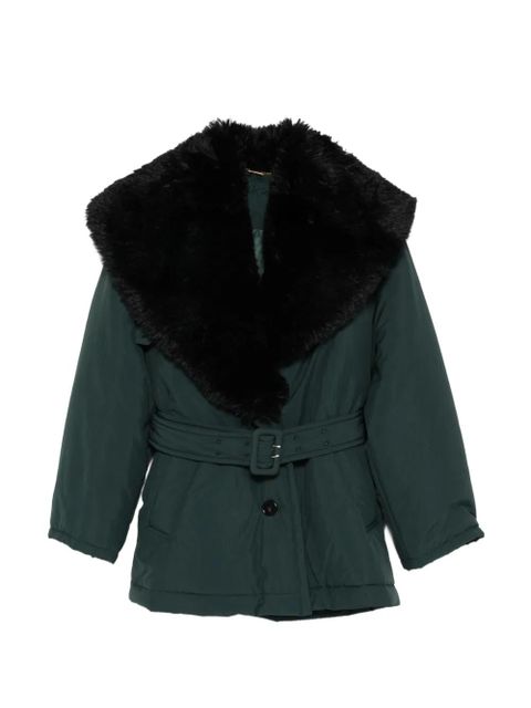 Chloé detachable shearling collar belted coat - Green - zdjęcie produktu nr 1
