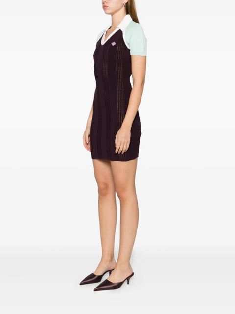 Casablanca V-neck logo-detail dress - Brown